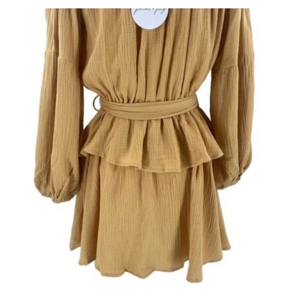 Petal & Pup Tan Ruched Tie Front Sundress - Picture 6 of 10